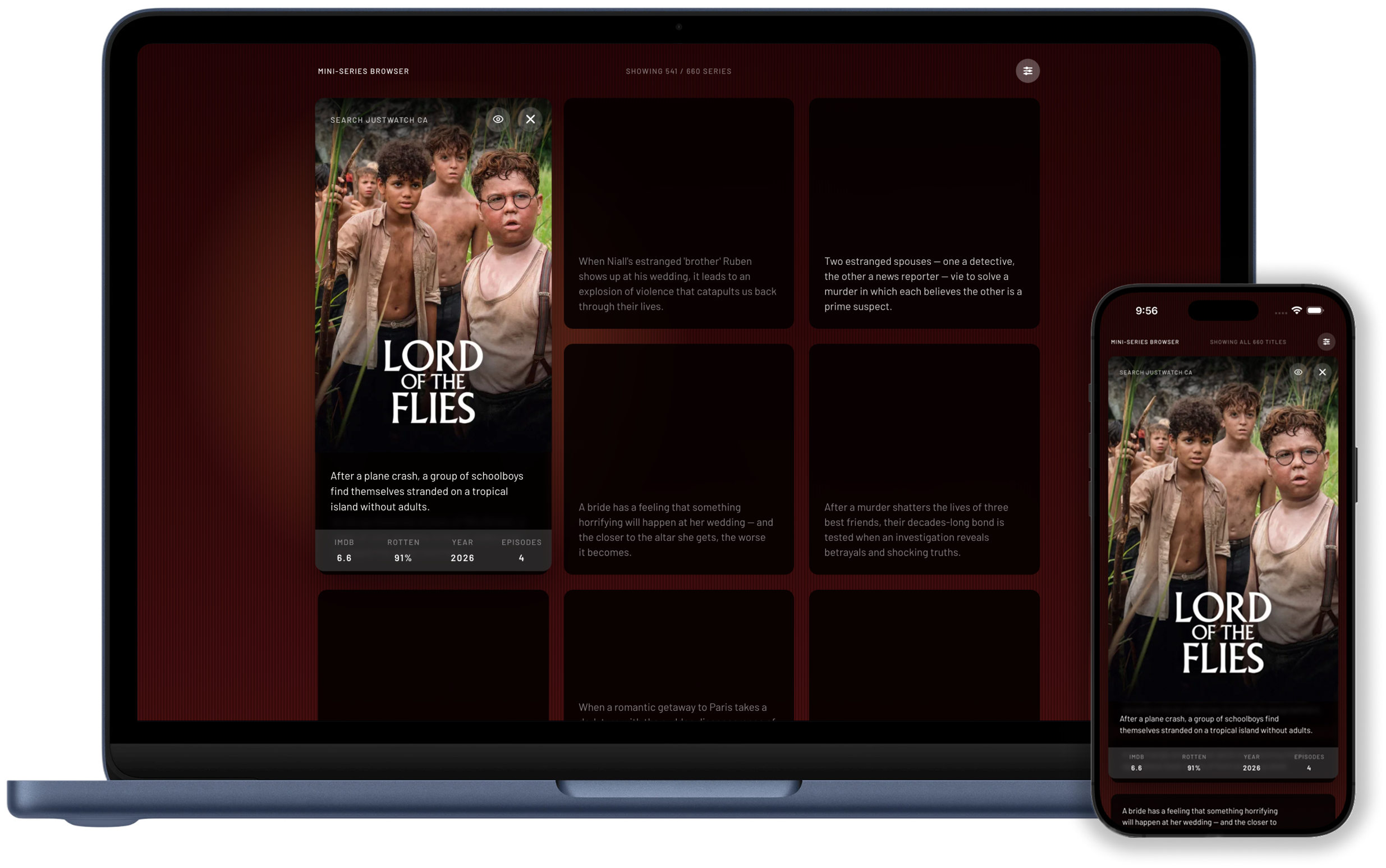 2 of 4: Mini Series Browser expanded card on desktop and mobile
